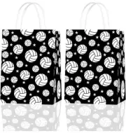 15pc Volleyball Party Favor Bags Treat Bags With Handle Black And White NEW