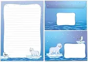 Writing Paper Set Letter Pad with Envelope for Girls Boys Kids Motif Polar Bear Animals Letter Paper Pad Lined (A5 Pad with 25 Sheets + 15 Envelopes)