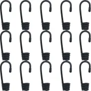 15PCS 3/8 Inch Plastic-Coated Bungee Shock Cord Hook Spiral Wire Hooks End for E