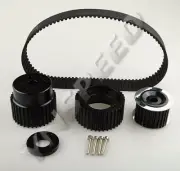 Aluminum Gilmer Belt Drive Pulley Kit For Mazda 12A 13B 20B 15mm RX7 Black (for: Mazda)