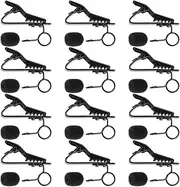 Parliky 24Pcs Lapel Microphone Clip Mini Lavalier Iron Clips with Black Sponge Covers for Voice Chat Video Conferencing and Karaoke High Elasticity Design for Easy Attachment