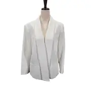NWT Kasper Womens Pique Shawl Collar Open Front Jacket Lined Lily White Size 12