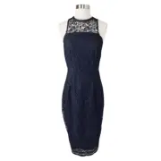 Cooper St. Black Floral Crochet Lace Midi Dress Size Small Bodycon Semi Formal