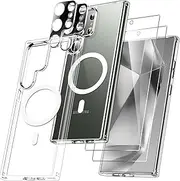 [5 in 1] T Tersely 2 Pack Tempered Glass Screen Protector for Samsung Galaxy S24 Ultra 5G, 2 Pack Lens Protector, with Ultra Slim Clear Case, Premium Film, Shockproof, Case-Friendly, 9H Hardness
