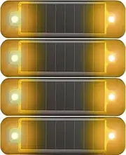 JANWAALY 4 Pack Car Solar Power Simulated Dummy Alarm Light, Anti-Theft Flashing Warning Safety Lamp Security Strobe Light for Bike Motorcycles SUV Truck Vehicle (Yellow)