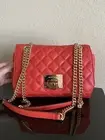 Michael Kors Vivianne Quilted Leather Shoulder Flap Bag Sienna Orange Red
