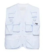 Prada Striped Zip Up Gilet L Blue