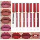 Qibest 8Pcs Matte Liquid Lipstick with Lip Plumper Makeup Set Velvety Long Lasti