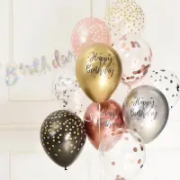 在飛比找蝦皮購物優惠-【現貨】極美✨12寸金屬生日印字氣球 金屬氣球 生日氣球 氣
