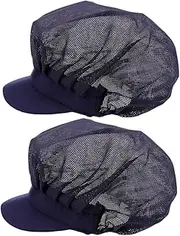 [Homoyoyo] 2pcs Breathable Unisex Chef Hat Comfortable Kitchen Cooking Cap for Food Service Bakery and Restaurant Use Navy Color Prevents Hair Contamination for Shifts