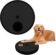 Scratch Pad for Dog Nails - Non-Slip Board With 6 Snack Compartments, Rotating Round Nail Grinder Pad, Removable Scratching Sandpaper for Pets (Black)