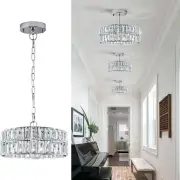 Height Adjustable Pendant Light Luxury Chrome Round Chandelier Kitchen
