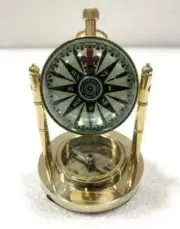 Antique Brass Desk/Table Clock/Watch Gift Bas Compass Nautical Victorian London