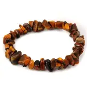 Natural Tiger's Eye Quartz Gravel Hand Strings Crystal Stretchy Bracelet Mineral