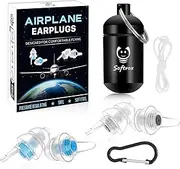 Airplane Ear Pressure Relief Ear Plugs with Lanyard, Prevent Ear-Pain & Noise Reduction, Plane Travel Essentials Pressure Equalizing Earbuds, 100x Reusable Comfy Earplugs for Adults Kids 12+