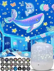 21 Sets of Films + Kids Night Light Projector, Projector Night Light for Kids Bedroom, Ceiling, Star Galaxy Projector with 360° Rotation, Dimmable for Baby Toddler Girl, Christmas, Nursery, Room Decor