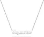 Old English Zodiac Necklace for Women Horoscope Aquarius