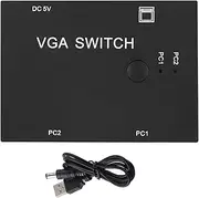 VGA Switcher, 2 in 1 Out 2 PC to 1 Monitor VGA Switch Box Computer Monitor Splitter Two Input One Output Audio Dual Adapter for PC Laptop Desktop