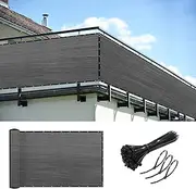 KANAGAWA 3ft x 10ft Privacy Screen Fence, 90% Blockage Heavy Duty 175 GSM Fencing Mesh Net Cover for Outdoor Wall Garden Yard Backyard 40 Cable Zip Ties Included Grey