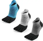 [Happy Toes] 3 Pairs Five Finger Toe Socks Men, Running Socks Ankle Socks to Keep Dry Maintain Feet Comfortable and Anti-Odor for Men and Women to Enjoy Running, Walking, Hiking