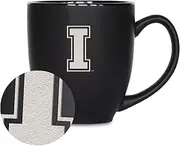 Rico Industries NCAA Southern Connecticut State Owls 15oz Laser Engraved Matte Black Ceramic Bistro Mug - for Hot or Cold Drinks