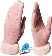 [KXF] Winter Warm Gloves, Womens Lady Super Soft Suede Leather Gloves Touch Screen Thick Fleece Lined Gloves Cold Weather Windproof Outdoor Sports Gloves