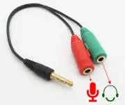 100pcs Gold 3.5mm Male to Headset Female Mic Microphone Audio Splitter Cable