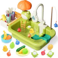 在飛比找momo購物網優惠-【CuteStone】兒童趣味釣魚與洗碗機2合1套裝玩具(釣