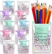 Fuutreo 10 Pcs Teacher Appreciation Gifts for Coworker Employee Cute Bubble Pencil Holder Inspirational Pencil Holder Makeup Desk Organizer for Teacher Colleague Gifts Back to School Gifts(Classic)