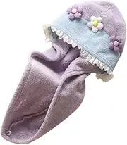 BELLIFFY Hair Drying Cap Flower Pattern Absorbent Hair Drying Hat for Women Shower Cap Lightweight Travel Accessory and Stylish Look