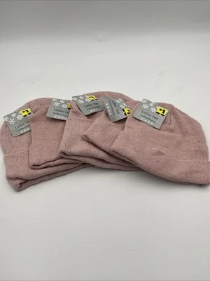 Ladies Hat Cuffed Beanie 5 Pack Pink