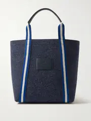 [Anya Hindmarch] Anya Hindmarch - Pont Canvas-jacquard And Leather-trimmed Recycled Wool-felt Tote - Navy - One size One size Blue