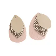 Imitation Leather Pendants - Leopard Pink - 1 Pair 2 Pieces - LP248