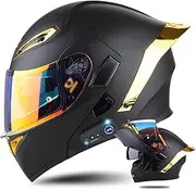 DOT Approved Flip Up Front Helmets Dual Anti-Fog Visors Full Face Helmet Bluetooth Modular Motorcycle Helmet with Tail Built-in Mp3 Integrated for Adults Men Women 55-64CM