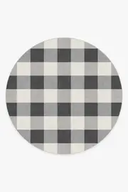 245' Round | Machine Washable Runner Rug | Kid & Pet Friendly | Indoor Rug | Buffalo Plaid Black & White Tufted Rug | Ruggable