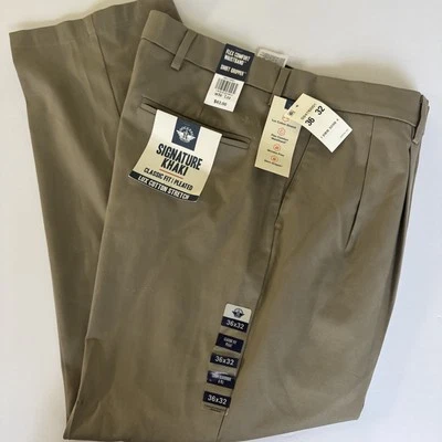 NWT Dockers 36 X 32 Signature Khaki Pants Classic Fit Pleated Flex Waist