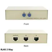 2 Way RJ45 Manual Data Switch Box Push Button Type Network Router Modem Internet