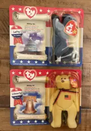 TY Beanie Babies “ Lefty the Donkey” & “Libearty the Bear” 1996