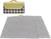 Blelsa 6.5 X 5 Ft Picnic Blanket Large Folding Picnic Mat Sandproof Garden Picnic Blankets with Handle for Camping Hiking Fishing Grey Type 1