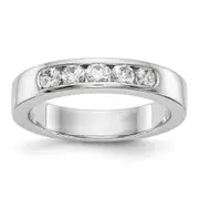 0.47ct. CZ Solid Real 14K White Gold 5-Stone Channel Wedding Band Ring