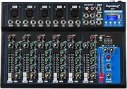 Depusheng HT7 Portable Bluetooth Audio Mixer with USB DJ Sound Mixer MP3 Socket 48V Power Supply for Computer Recording, 7 Channel Band Mixers for Studio Recording