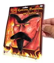 DEVIL MAN FAKE FACIAL HAIR Stick On Eyebrows Mustache Goatee Black Beard Costume