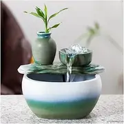 Tabletop Fountain Ceramic Tabletop Fountain Circulating Flowing Water Desktop Fountain Indoor Decoration Waterscape Home Office Relieve Stress (Color : Green)