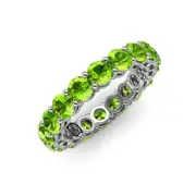 TriJewels Peridot Shared Prong Eternity Ring 4.16 ctw 14K Gold JP:149180
