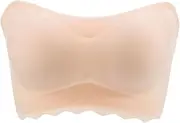 [Generic] Padded Strapless Bandeau Bra Double Removable Strapless Size Padded Bandeau Bra Stretchy Women Top Plus Strapless Tops Women Summer (B-Beige, M)