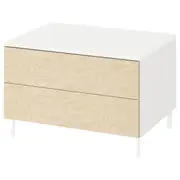 PLATSA chest of 2 drawers, white/Kalbåden lively pine effect, 80x57x53 cm