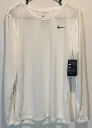 Nike Dri-Fit Women's Activewear Long Sleeve Training Shirt Large L White