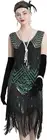 Flapper Great Gatsby 1920s Retro Tassel Fringe Sequin Green Dress S NEW