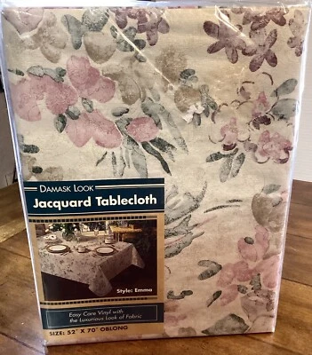 Damask Look Jacquard Tablecloth Emma 52x70 Oblong Floral NWT