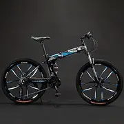 Cool Black Blue GT-730 Folding Mountain Bike